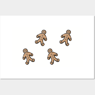 Simple cute cartoon gingerbread man pattern autumn winter digital design illustration Posters and Art